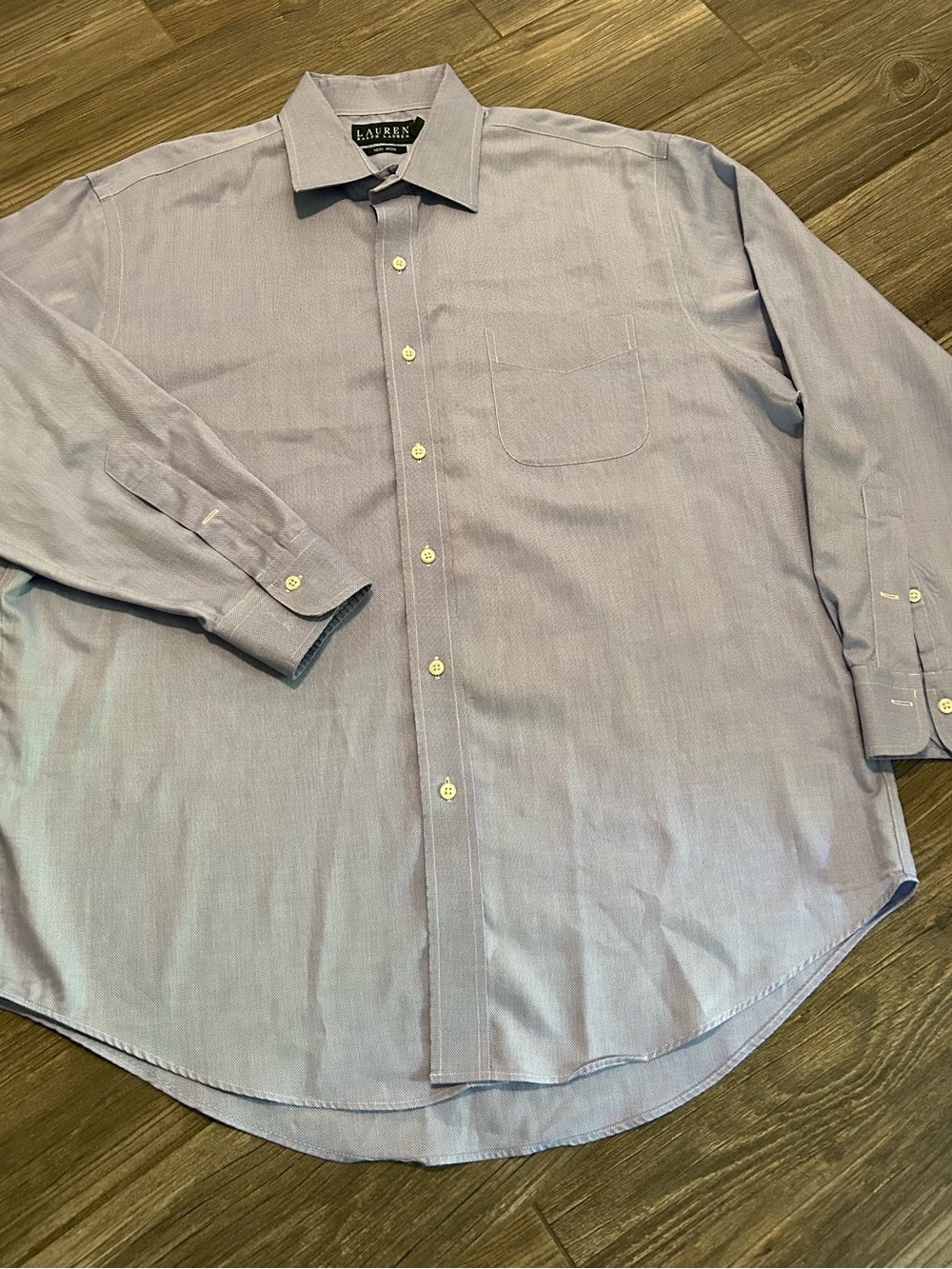 Vintage Ralph Lauren Men's Light Blue Button-Up Dress Shirt